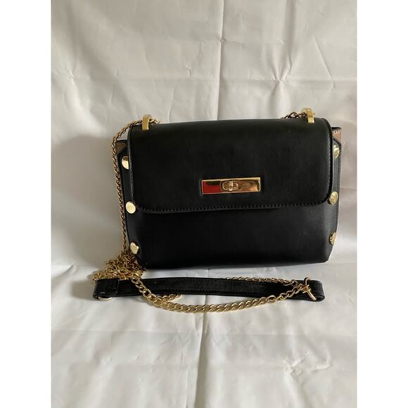 Vintage Rare Sondra Roberts Square Black Beige Crossbody Leather - Picture 2 of 9